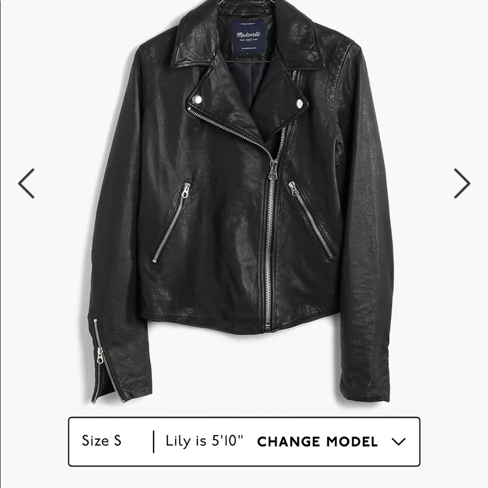 Madewell Washed Leather Motorcycle Jacket (Size Small)